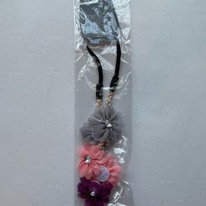 Floral Headband with Rhinestone Details